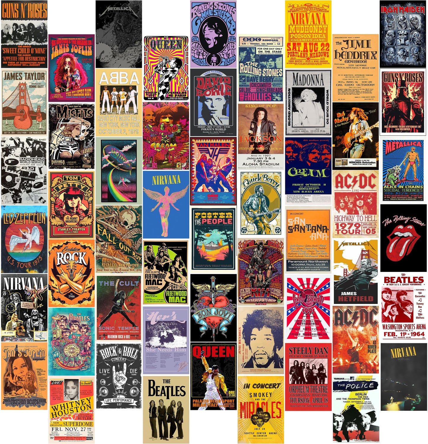 - EDUS 54PCS Vintage Rock Wall Collage Kit | Nirvana/Band Posters | Retro Music Concert Album -