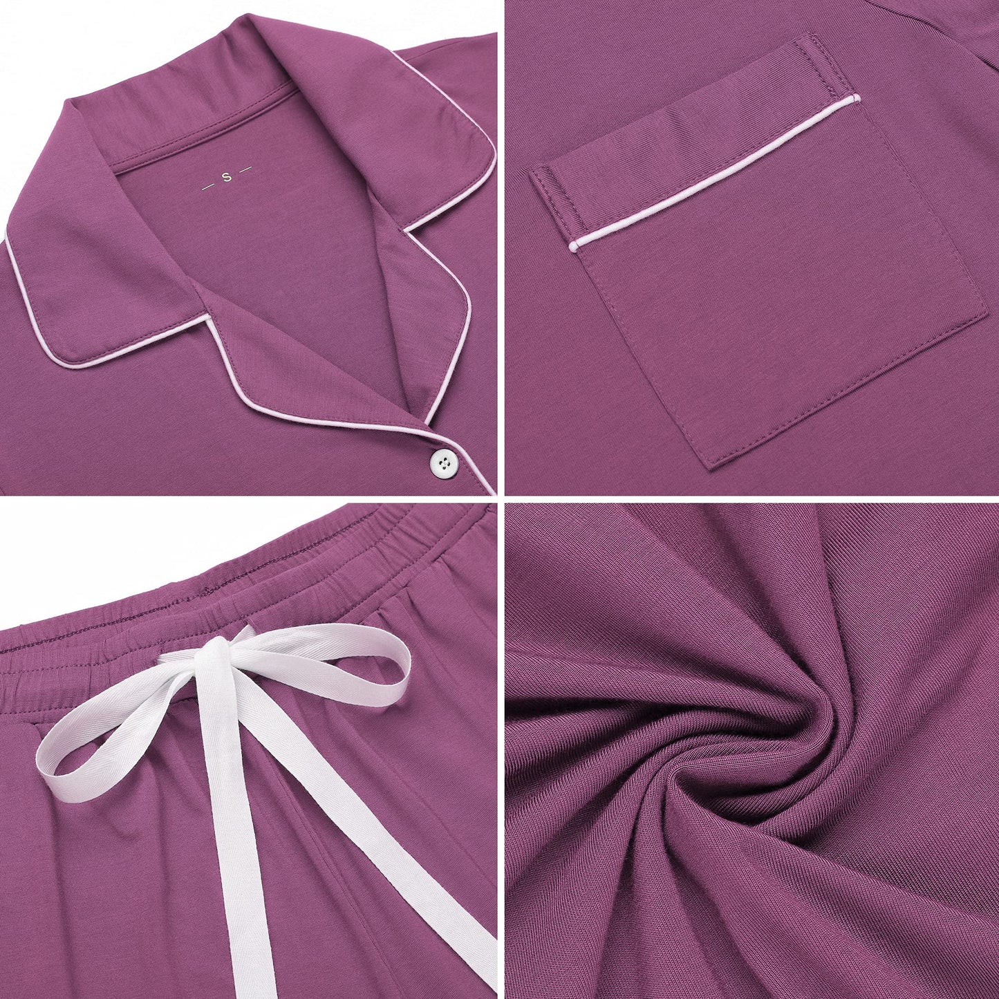 - Samring Women's Button Down Pajama Set | V-Neck Long Sleeve Sleepwear -