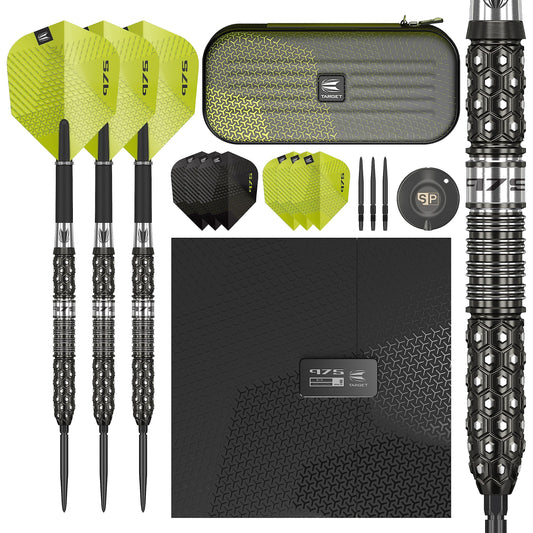 - Target Darts | 24G | 97.5% Tungsten Swiss Point Steel Tip Darts Set | Black and Green -