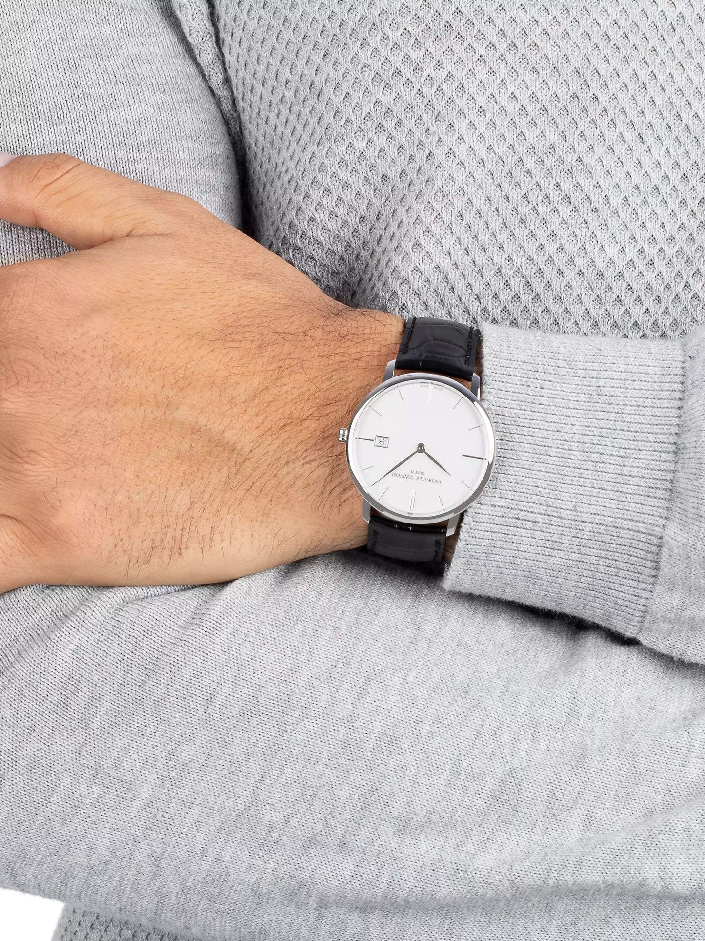 - Frederique Constant Men's Analogue Quartz Watch with Leather Strap FC-220S5S6 -