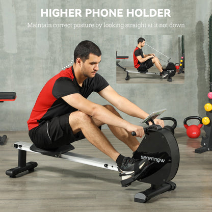 SPORTNOW Folding Magnetic Rowing Machine with Dual Aluminium Slide Rail