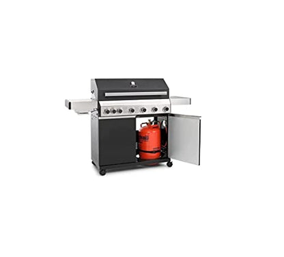 CosmoGrill Premium Black 7 Gas Burner 6+1 Barbecue Grill with Waterproof Cover, Stainless Steel Ceramic Searer, Built-in Temperature Gauge for Home Garden Party Outdoor BBQ Cooking