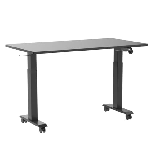 Cubiker Standing Desk Height Adjustable Electric Desk, 100 * 60cm Stand up Table, Sit Stand Home Office Desk with Splice Board, Black Top