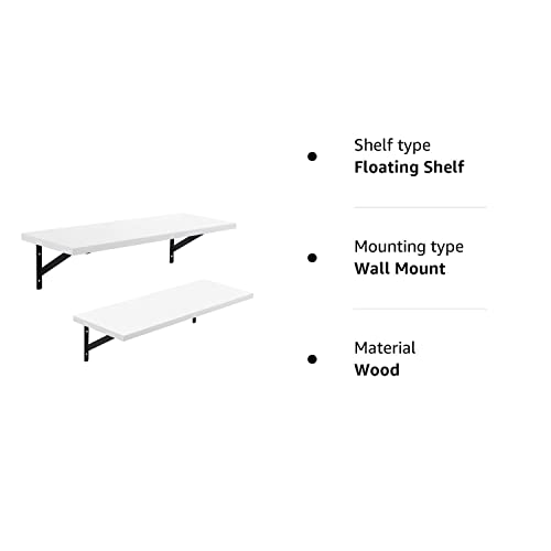 - SONGMICS Floating Shelves | Set of 2 Wall Shelves | 60 x 21 x 14 cm | Wooden Shelves with High Gloss Finish | White LWS02WB -