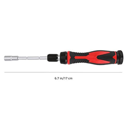 Amazon Basics 73-Piece Magnetic Ratcheting Wrench and Electronics Precision Screwdriver Set, Black, Red, Silver