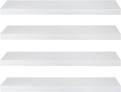 - eSituro Floating Shelves | Set of 4 Large White Wall Shelves -