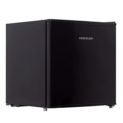 Cookology MFR45BK Small Table Top Mini Fridge for Counter Tops 46 Litre Capacity, Reversible Door, Adjustable Temperature Control and Legs with Chiller Box - In Black