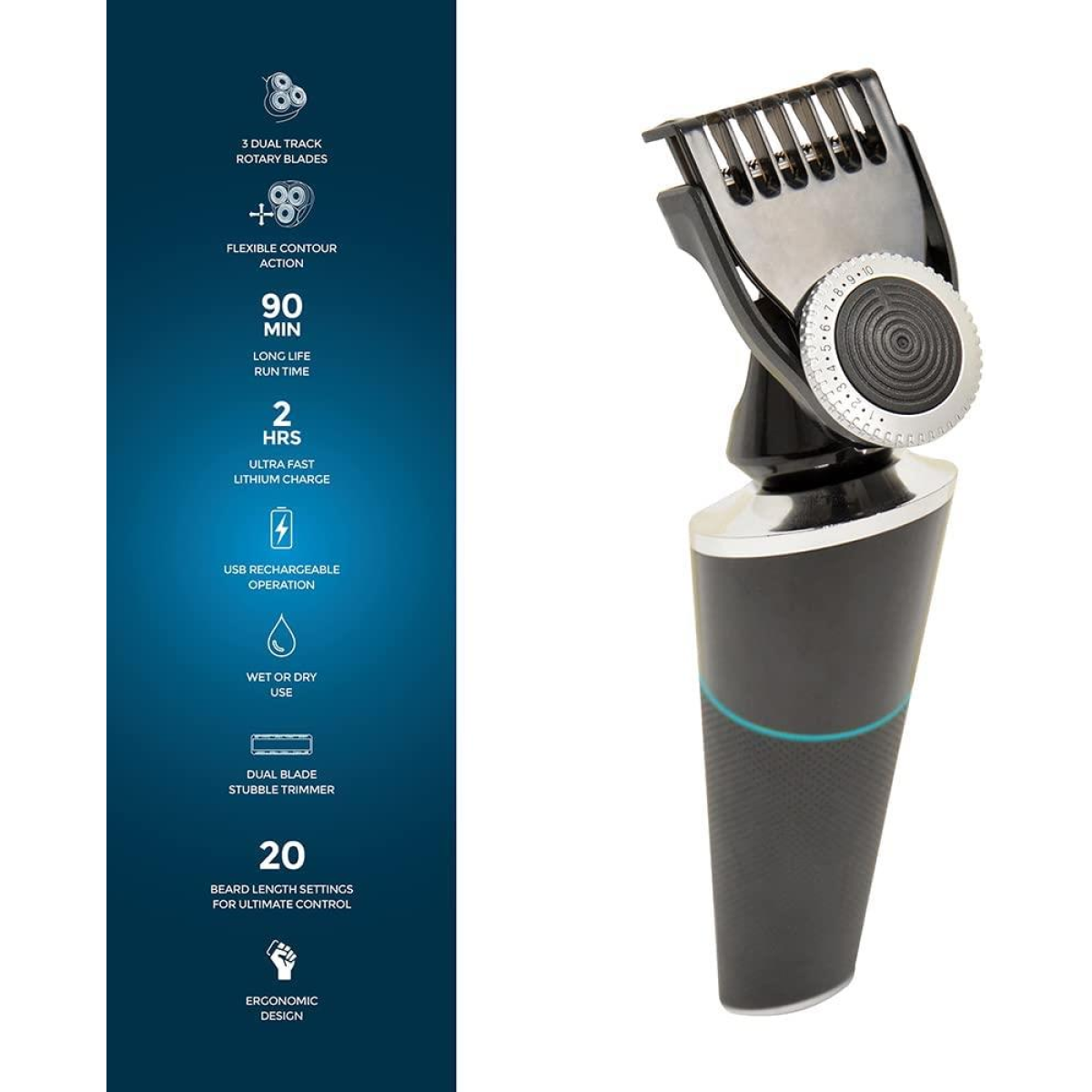 Paul Anthony Lithium Pro 3 USB Wet & Dry Mens Rotary Shaver - H5021