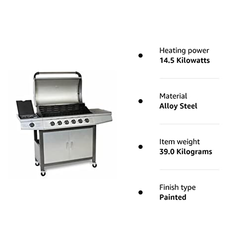 Cosmogrill barbecue 6+1 Pro Gas Grill BBQ (Silver with Cover)