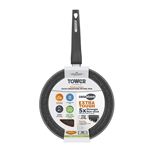 - Tower Cerastone T81232 Forged Frying Pan | Non-Stick Coating | Soft Touch Handles -
