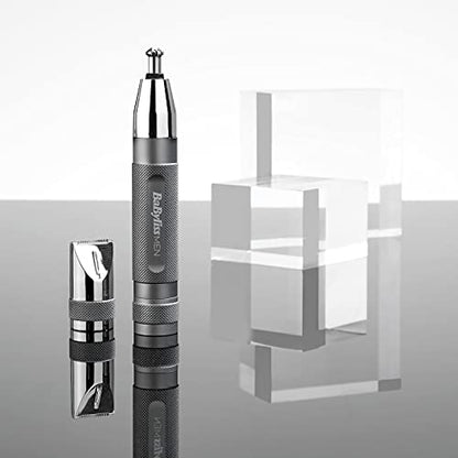 BaByliss Super-X Metal Series Nose Trimmer, Ear Eyebrow Hair Trimmer for Men, Grooming Kit, Gifts for Men (Silver/Grey)