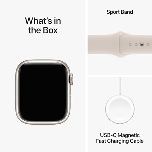 Apple Watch Series 9 [GPS 41mm] Smartwatch with Starlight Aluminum Case with Starlight Sport Band M/L. Fitness Tracker, Blood Oxygen & ECG Apps, Always-On Retina Display, Water Resistant