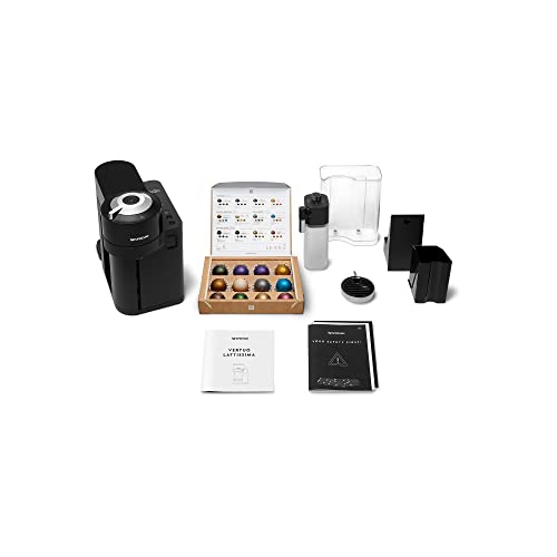 De'Longhi Nespresso Vertuo Lattissima ENV300.B, Automatic Coffee Machine with Automatic Milk Frother, Single-Serve Capsule Coffee Machine, 5 Cup Sizes, 1500W, Matt Black & Glossy