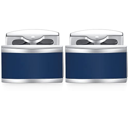 - HONEY BEAR Mens Stainless Steel Rectangle Black Cufflinks -