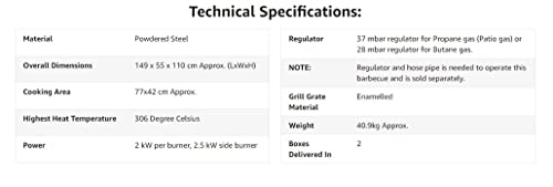Cosmogrill barbecue 6+1 Pro Gas Grill BBQ (Silver with Cover)