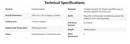 Cosmogrill barbecue 6+1 Pro Gas Grill BBQ (Silver with Cover)