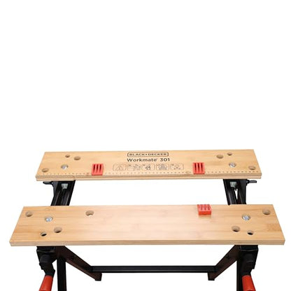 BLACK+DECKER Workmate, Work Bench Tool Stand Saw Horse Dual Clamping Crank, Heavy Duty Steel Frame, WM301