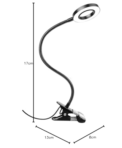 - Woputne Desk Lamp Clip Light, 10 Dimmable Brightness 3 Light Modes Reading Light