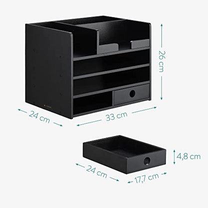 - Navaris Bamboo Desk Organiser  | Wooden Desktop Storage Drawers and Compartments -