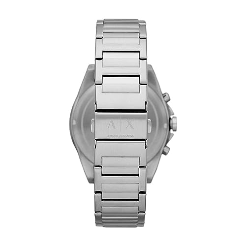 Armani Exchange Watch for Men, Chronograph Movement, 44 mm Silver Stainless Steel Case with a Stainless Steel Strap, AX2600