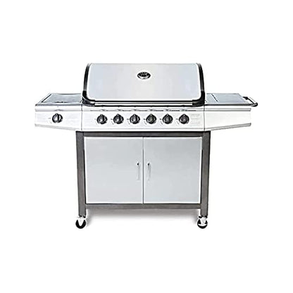 Cosmogrill barbecue 6+1 Pro Gas Grill BBQ (Silver with Cover)