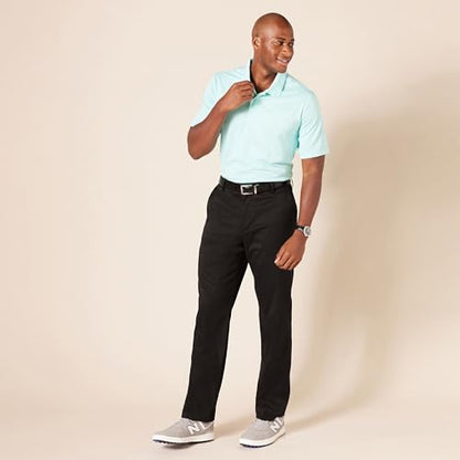Amazon Essentials Men's Straight-Fit Stretch Golf Trousers, Black, 34W / 32L