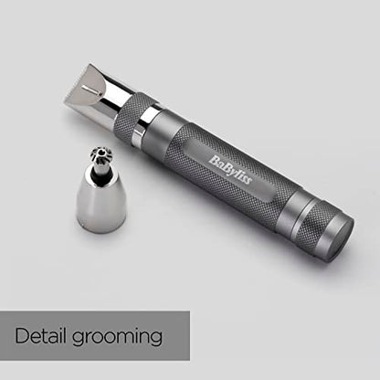 BaByliss Super-X Metal Series Nose Trimmer, Ear Eyebrow Hair Trimmer for Men, Grooming Kit, Gifts for Men (Silver/Grey)