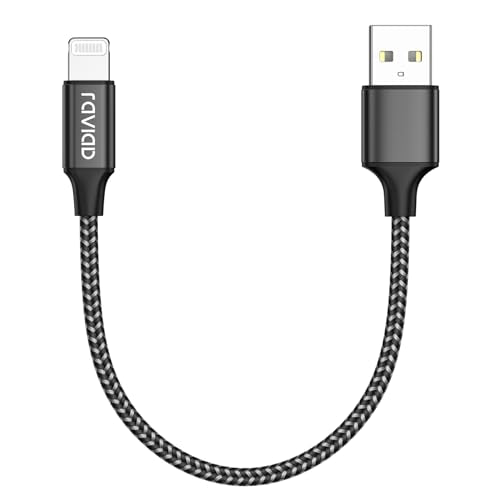 - RAVIAD iPhone Cable Short [1FT/30CM, MFi Certified] | Nylon Braided | Black -