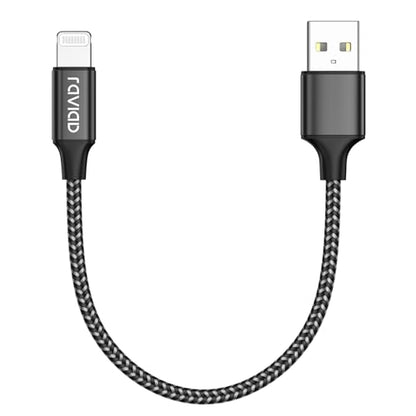 - RAVIAD iPhone Cable Short [1FT/30CM, MFi Certified] | Nylon Braided | Black -
