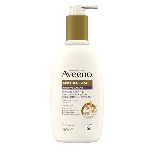 Aveeno Skin Renewal Firming Lotion (1x 300ml), Firming Body Lotion with Nourishing Prebiotic Oat, Shea Butter, 4% Naturally-Derived PHA and Blackberry Leaf Extract, Body Moisturiser Suitable for Dry, Unfirm and Uneven Sensitive Skin