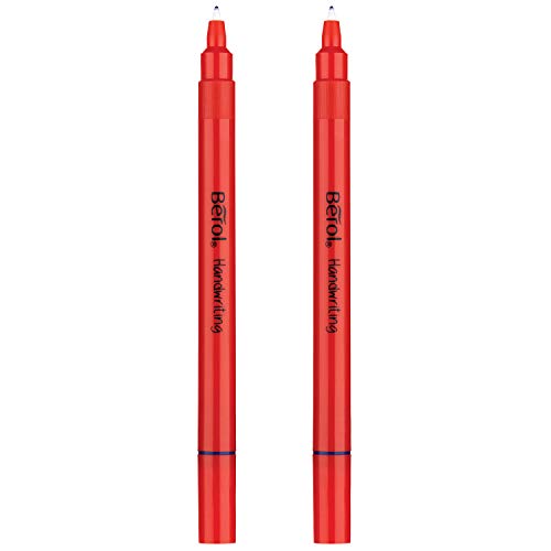 Berol Handwriting Pens | Round Shape is Easy to Hold | Washable Blue Ink | Bright Barrels | 2 Count