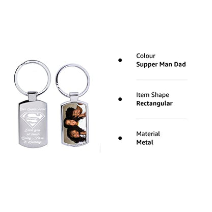 - Eliphs Father's Day Personalized Photo Keyring | Super Man Dad Edition -