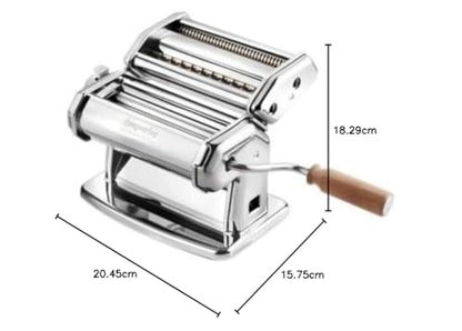 - Imperia Italian Double Cutter Pasta Machine | Homemade Pasta Maker with Detachable Wooden Handle | Adjustable Dial with Six Thickness Settings -