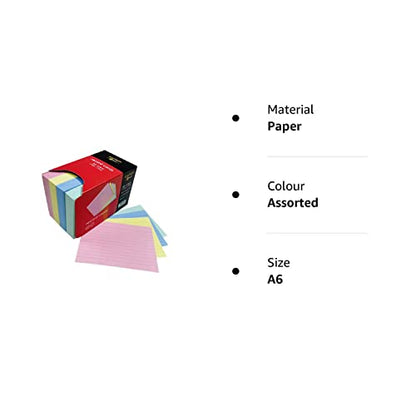 - Eastlight A6 Ruled Index Record Card | Assorted Colours | Pack of 400 -
