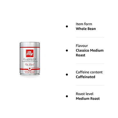 - illy Coffee | Classico Coffee Beans | Medium Roast |100% Arabica Coffee Beans | 250g -