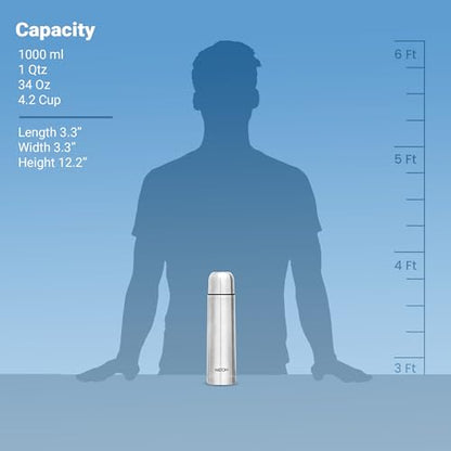 - Milton Vacuum Flask for Hot Drink 1 Litre (34 oz) | Stainless Steel Double Walled Insulated Water Bottle -