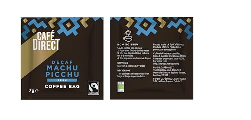 Cafédirect Coffee Bags Machu Picchu Decaff Fairtrade Arabica Coffee 10 x 7g (Pack of 6)