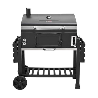 CosmoGrill Outdoor XXL Smoker Barbecue Charcoal Portable BBQ with Waterproof Cover, Adjustable Grill and Built-in Temperature Gauge, for Home Garden Party Cooking