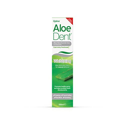Aloe Dent Whitening Aloe Vera Toothpaste Fluoride Free, Natural Action, Vegan, Cruelty Free , SLS Free, Naturally White, Healthy Gums , 100 ml, packaging may vary