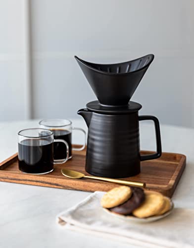 Ceramic Pour over coffee maker set, Ceramic Pot and Brewer 1-2 Cup Coffee, V60 Dripper Coffee Maker