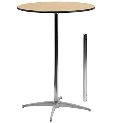 - Flash Furniture Round Wood Cocktail Table | 30'' and 42'' Columns | Birchwood Chrome Steel | Schwarz -