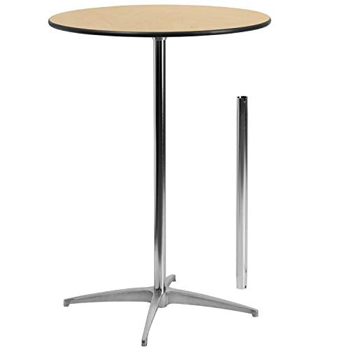 - Flash Furniture Round Wood Cocktail Table | 30'' and 42'' Columns | Birchwood Chrome Steel | Schwarz -