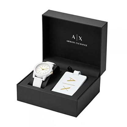 Armani Exchange Watch for Women, Three Hand Movement, 40 mm White Nylon Case with a Silicone Strap, AX7126