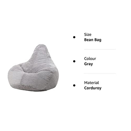 - icon Dalton Cord Recliner Bean Bag Chair | Large Lounge Chair | Gaming Bean Bag -