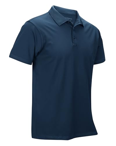 33,000ft Men's Polo Shirt Short Sleeve T-Shirt Golf Polo Moisture Wicking Polos Quick Drying Polos Outdoor Sports Athletic Tennis Performance Breathable T-Shirt for Golf Tennis Work Dark Blue M