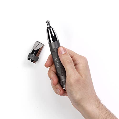 BaByliss Super-X Metal Series Nose Trimmer, Ear Eyebrow Hair Trimmer for Men, Grooming Kit, Gifts for Men (Silver/Grey)