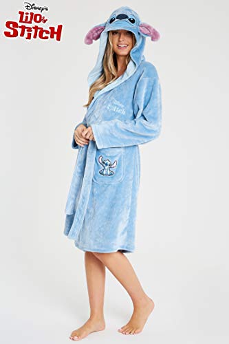 - Disney Ladies Dressing Gown | Fleece Hooded Women's Robes | Stitch -