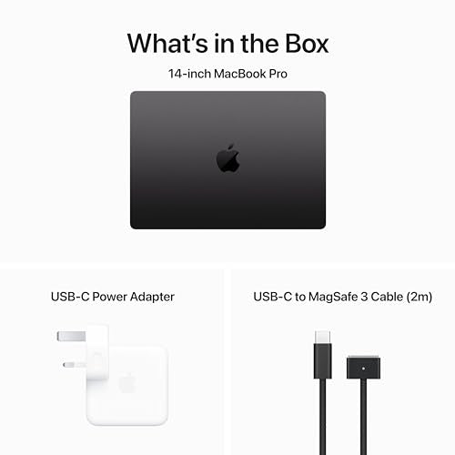 Apple 2023 MacBook Pro laptop M3 Pro chip with 11‑core CPU, 14‑core GPU: 14.2-inch Liquid Retina XDR display, 18GB unified memory, 512GB SSD storage. Works with iPhone/iPad; Space Black
