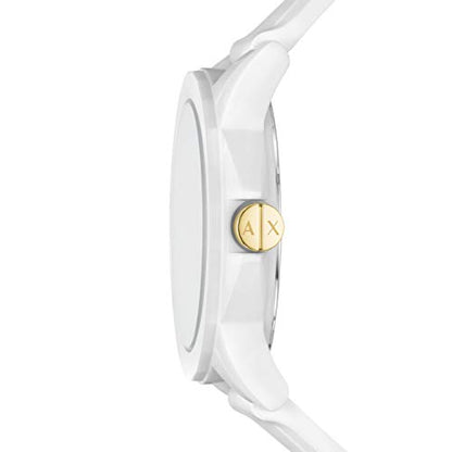 Armani Exchange Watch for Women, Three Hand Movement, 40 mm White Nylon Case with a Silicone Strap, AX7126