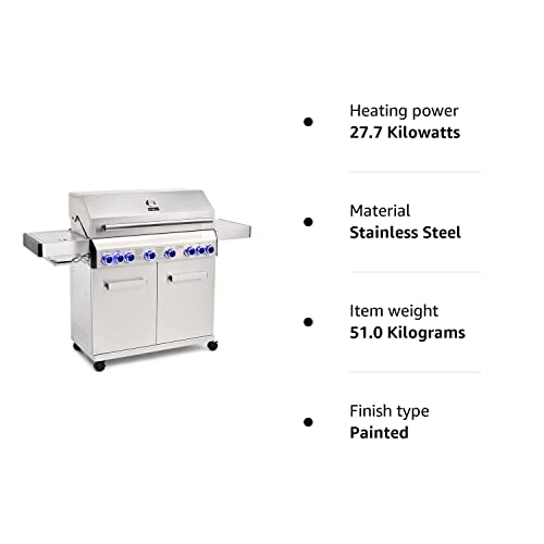 CosmoGrill Outdoor Gas Barbecue 6+2 Platinum Stainless Steel Gas Grill BBQ Garden